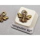 Tiny Bee Charm, ant bronze plate, 11mm, double sided