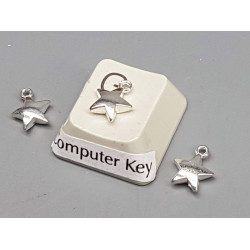 Charm, Tiny Star, silver plate, same both sides, 7mm