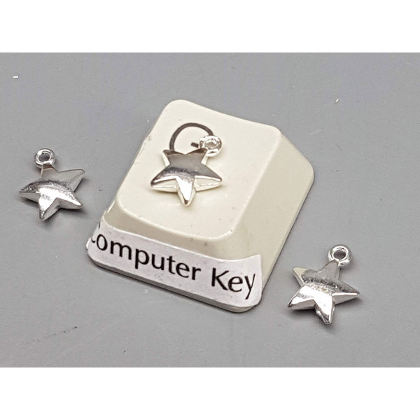 Charm, Tiny Star, silver plate, same both sides, 7mm