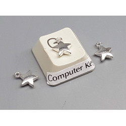 Charm, Tiny Star, silver plate, same both sides, 7mm