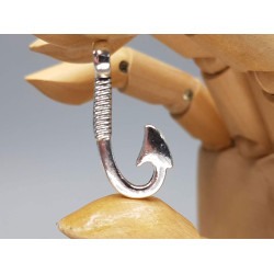 Fish Hook pendant, antiqued silver plate, large hole