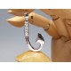 Fish Hook pendant, antiqued silver plate, large hole