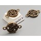 Connector, 2 loops, round with spirals, antiqued bronze