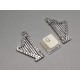 Music pendant / charm, Harp, antiqued silver plate