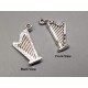 Music charm, small Harp, antiqued silver plate