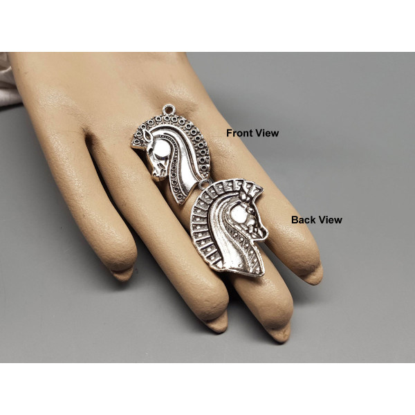 Horse Head pendant, antiqued silver plate