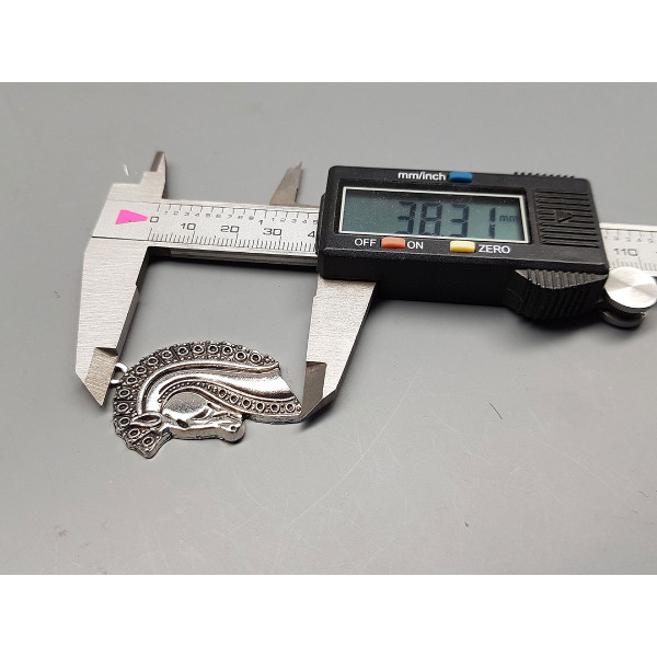 Horse Head pendant, antiqued silver plate