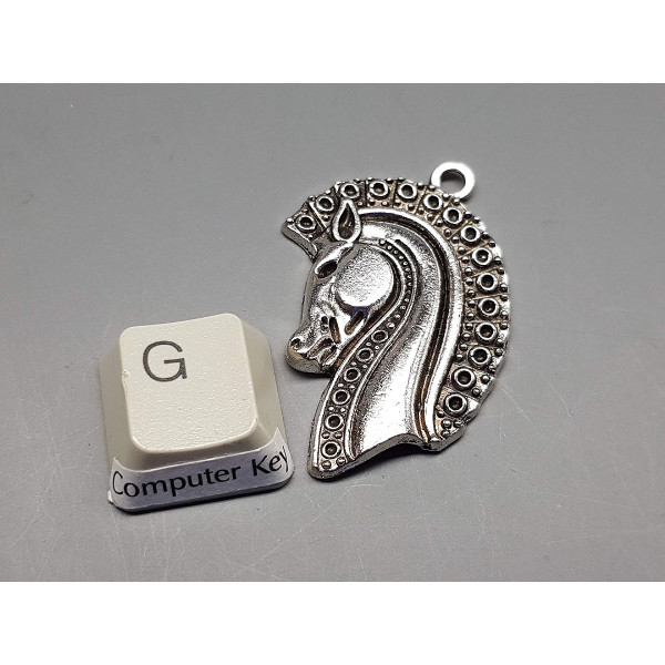 Horse Head pendant, antiqued silver plate