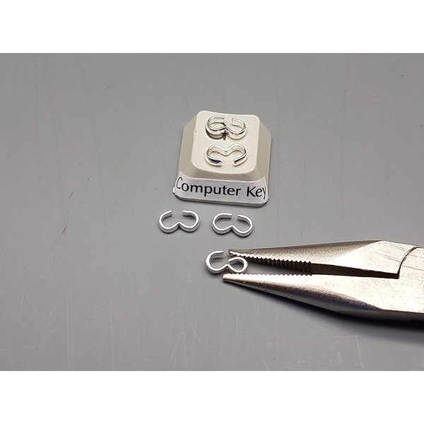 Peanut Bail, 8-shape Quick Link joiner, silver plate, 8mm, bag of 50