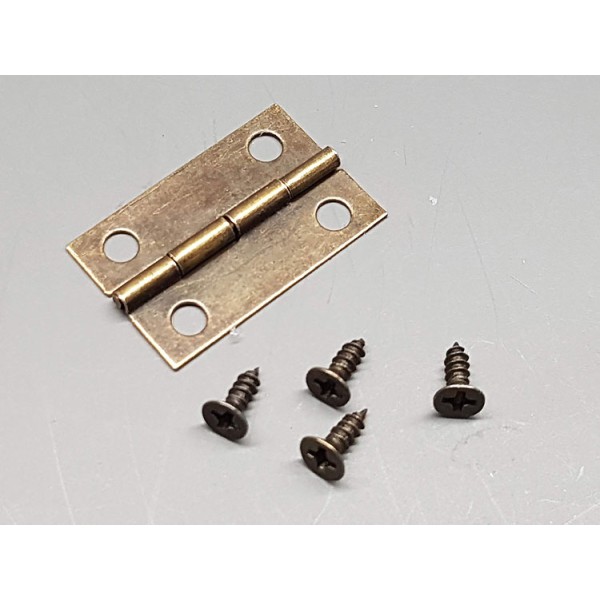 Hinge, 4 Holes with 4 screws, Antique Bronze 15x24mm