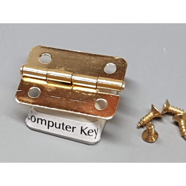 Hinge, 4 Holes with 4 screws, Brass, 18x25mm