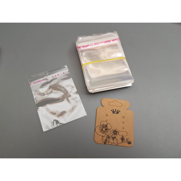 Cellophane bag, non-hang-sell, 50x60mm long, pack of 50