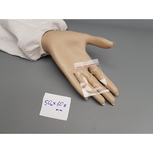 Cellophane bag, non-hang-sell, 50x60mm long, pack of 50