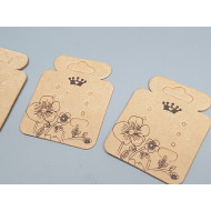 Card Tag, Pendant / earring, 43x50mm, printed natural cardboard with shaped top; per 50