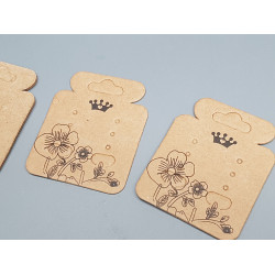Card Tag, Pendant / earring, 43x50mm, printed natural cardboard with shaped top; per 50