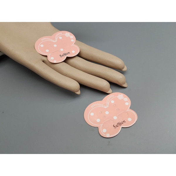 Card Tag, earring display, 40x50mm, pink printed cardboard butterfly shape; per 50