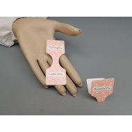 Fold-over hang-sell Cardboard Pendant tag, Pink spots printed, bag of 50