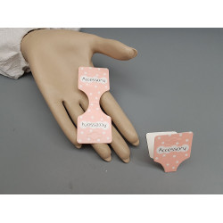 Fold-over hang-sell Cardboard Pendant tag, Pink spots printed, bag of 50