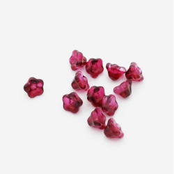 Pressed Glass Flower Cup, 6/8mm, boysenberry, per 25