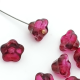 Pressed Glass Flower Cup, 6/8mm, boysenberry, per 25