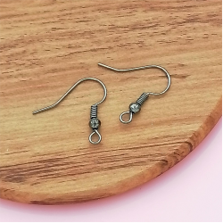 Back in Stock: Earring hook with ball & coil, NF gunmetal black plate, per pair