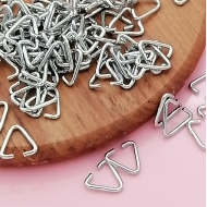 Jump rings, triangle, 9x8mm, nickel, per 100