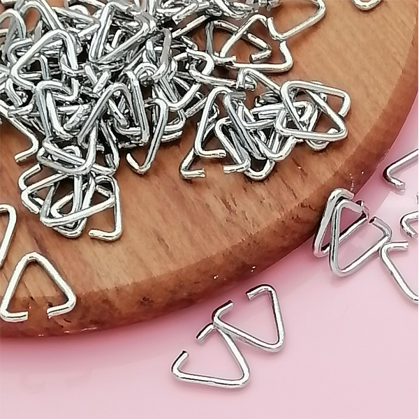 Jump rings, triangle, 9x8mm, nickel, per 100