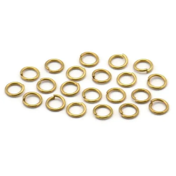 Jump rings, round, 8mm x 1.0mm, raw brass, per 100