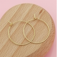 Long Lasting Gold colour 30mm Stainless Steel wire loop/hoop, wine glass ring, earring hoop, each