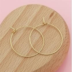 Long Lasting Gold colour 30mm Stainless Steel wire loop/hoop, wine glass ring, earring hoop, each