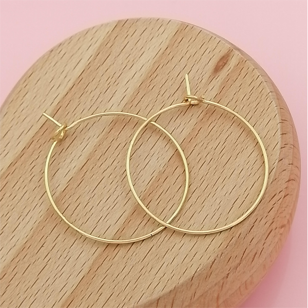 Long Lasting Gold colour 30mm Stainless Steel wire loop/hoop, wine glass ring, earring hoop, each