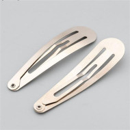 Hair Clip, plain snap clip, 46mm, platinum colour