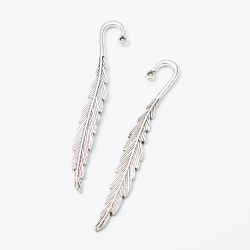 Bookmark, dainty feather, antiqued silver, 8cm, each