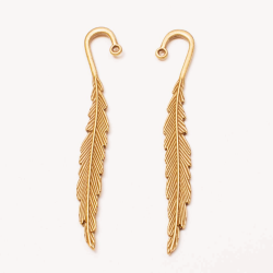 Bookmark, dainty feather, golden, 8cm, each