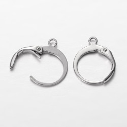 Leverback Earring hoops with loop, 316L Surgical Steel, pair