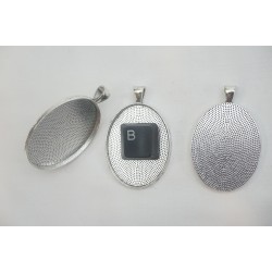 40x30mm Oval pendant setting bezel frame, antiqued silver