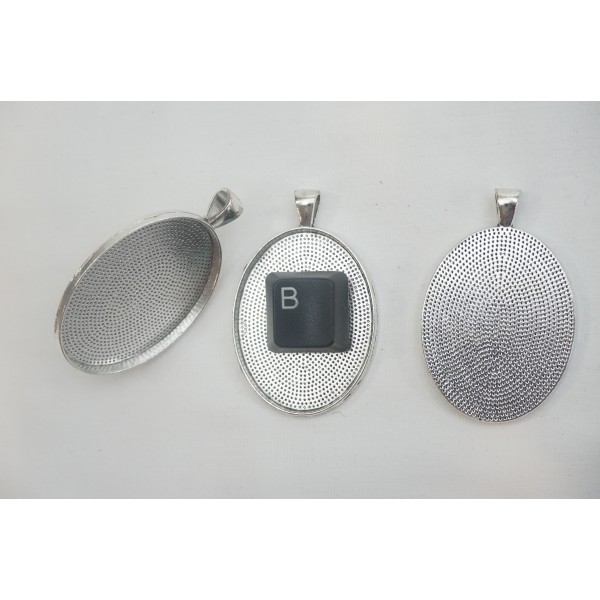 40x30mm Oval pendant setting bezel frame, antiqued silver