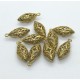 Drop pendant / charm with koru spirals, NF Brass