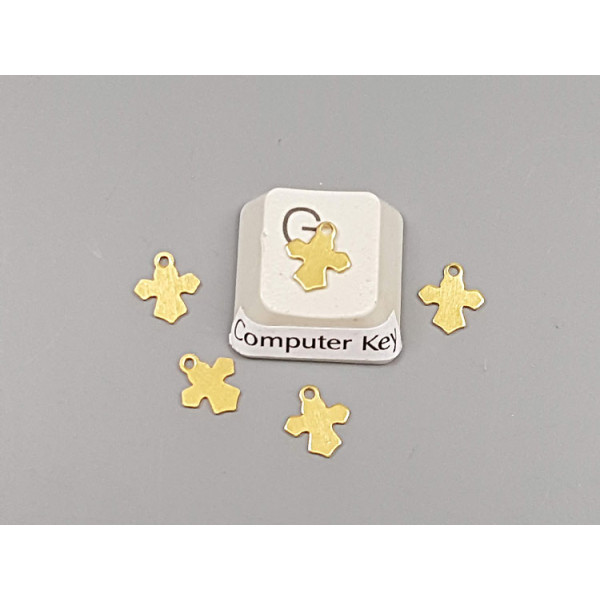 Tiny cross charm, brass, 8mm