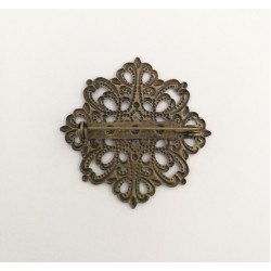 Filigree Flower brooch, antiqued bronze, each