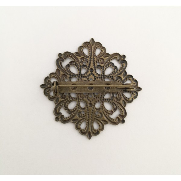 Filigree Flower brooch, antiqued bronze, each