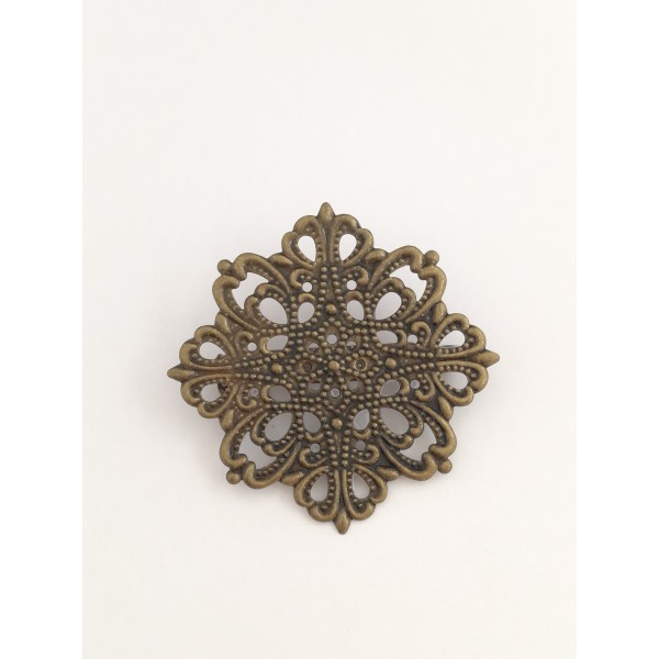 Filigree Flower brooch, antiqued bronze, each