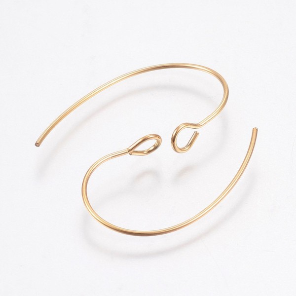 Earring hook, Gold, 304 stainless steel, pair