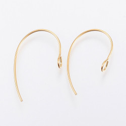 Earring hook, Gold, 304 stainless steel, pair