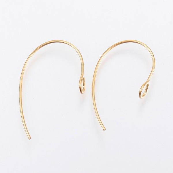 Earring hook, Gold, 304 stainless steel, pair