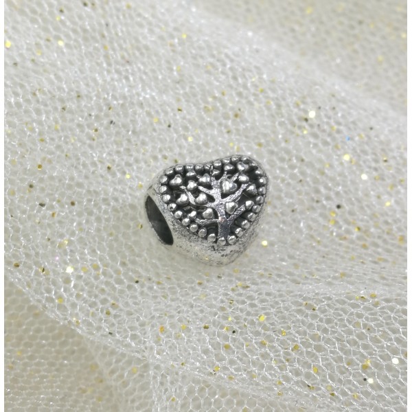 Heart shaped Alloy European Bead, Antique Silver, Large Hole, Set of 3