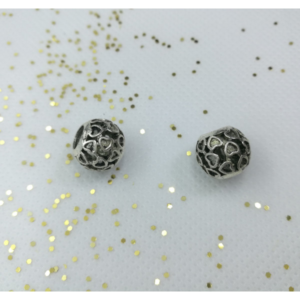 Alloy European Bead, Mixed designs, Antique Silver, Large Hole, set of 5
