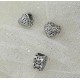 Heart shaped Alloy European Bead, Antique Silver, Large Hole, Set of 3