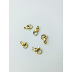 12mm Lobster / Parrot clasp, 304 stainless steel, Gold 