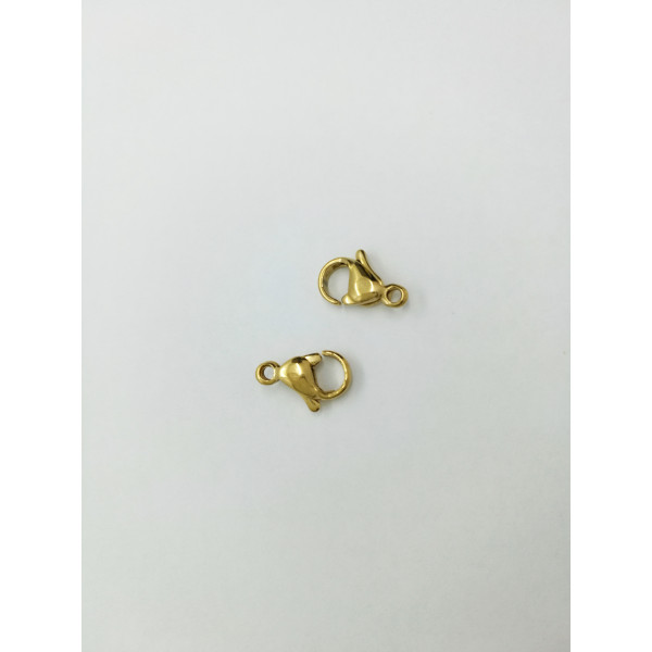 12mm Lobster / Parrot clasp, 304 stainless steel, Gold 